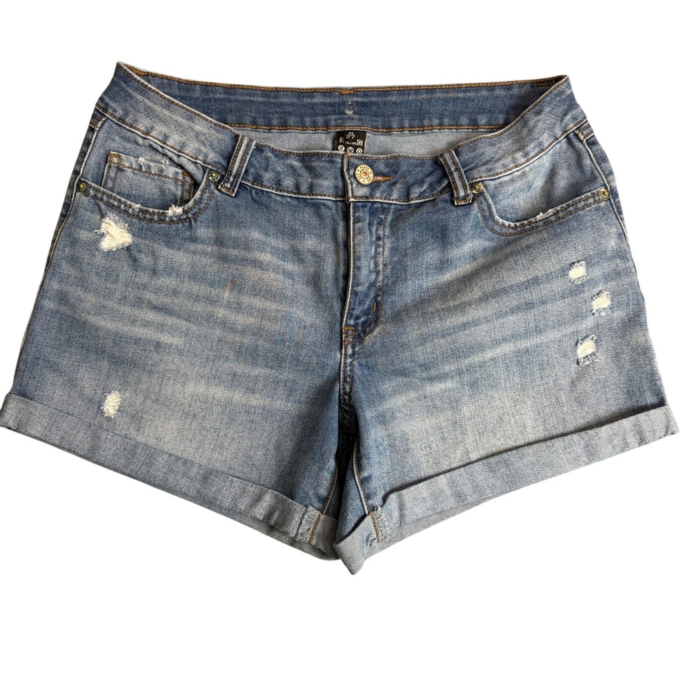 Rewash Womens Distressed Denim Shorts Light Wash Cuffed Eco Friendly Size 5 27